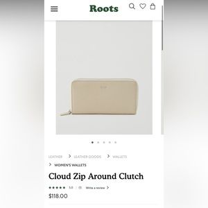 ROOTS LEATHER Cloud Zip Around Clutch USED ONCE ONLY